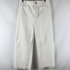 Pilcro Anthro Jeans High Rise Crop Wide Leg‎ Sz 30 Ivory Patch Pockets Coastal